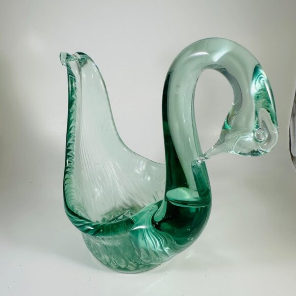Beautiful Vintage handblown green glass swan in Murano style - Picture 2 of 8